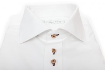 Maßhemd Bovelino, weiß mit braunem Akzent