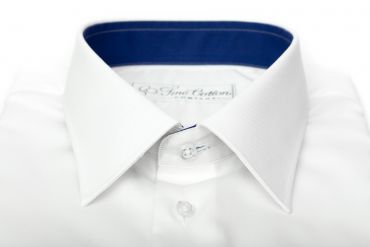 Maßhemd Bovelino, weiß - Kontrast Wessex, strahlend blau