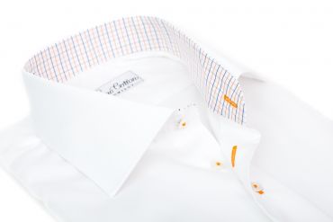 Weißes Maßhemd, Bovelino - orangener Kontraststoff