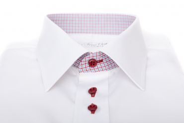 Maßhemd weiß, Bovelino - Kontraststoff rot