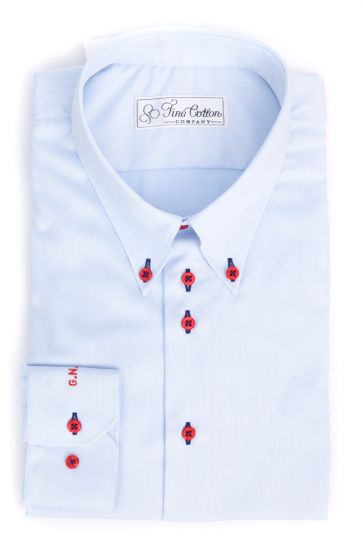 Maßhemd Callenberg blau mit Button Down Kragen