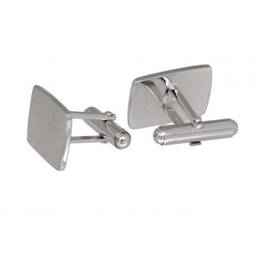 Handgefertigte Manschettenknöpfe Sterling Silber mit Gravur rechteckig