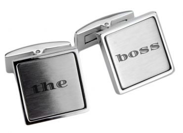 Manschettenknöpfe Edelstahl mit Gravur quadratisch mittiger Einsatz
