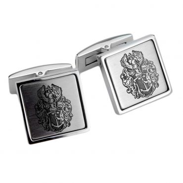 Manschettenknöpfe Edelstahl mit Gravur quadratisch mittiger Einsatz