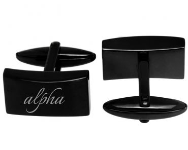 Manschettenknöpfe Edelstahl mit Gravur schwarz
