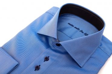 Maßhemd Malet, mittelblau, Kontrast: schwarz