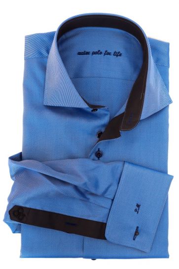 Maßhemd Malet, mittelblau, Kontrast: schwarz