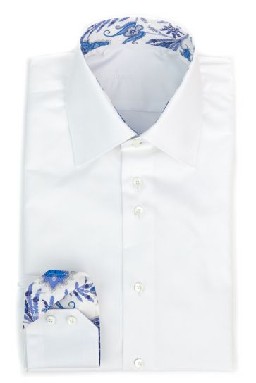 Maßhemd Bovelino, weiß - Kontrast: Lord Paisley