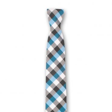 Krawatte, Kariert, Blau - Schwarz - Weiß